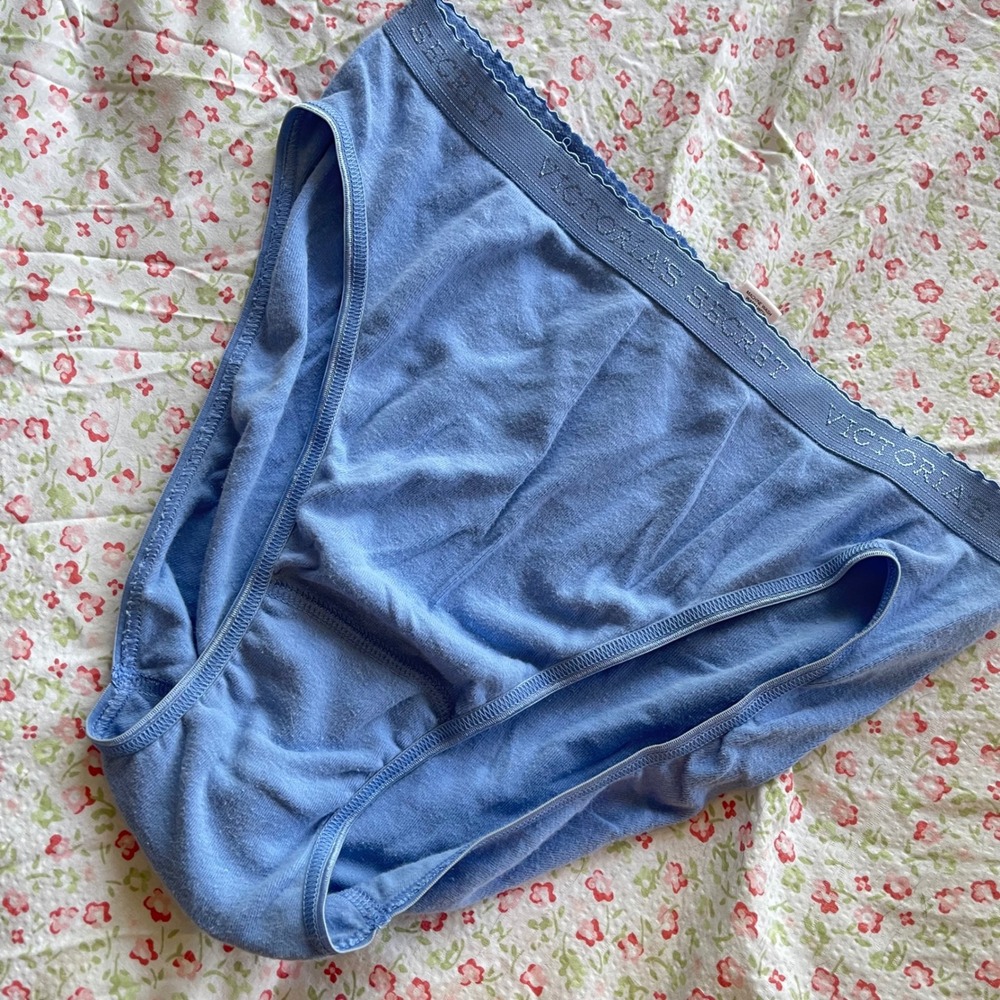 Vtg Victoria's Secret 100% Cotton Signature HIGH-LEG BRIEF Light Blue Size med